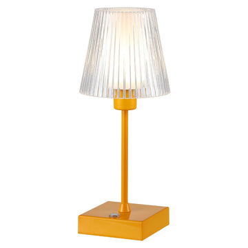 Oscar 12.5" Modern Industrial Rechargeable/Cordless Iron/Acrylic Integrated LED Table Lamp with Ribbed Shade - JONATHAN Y
